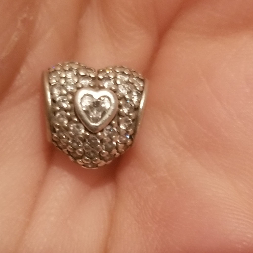pandora pave heart charm